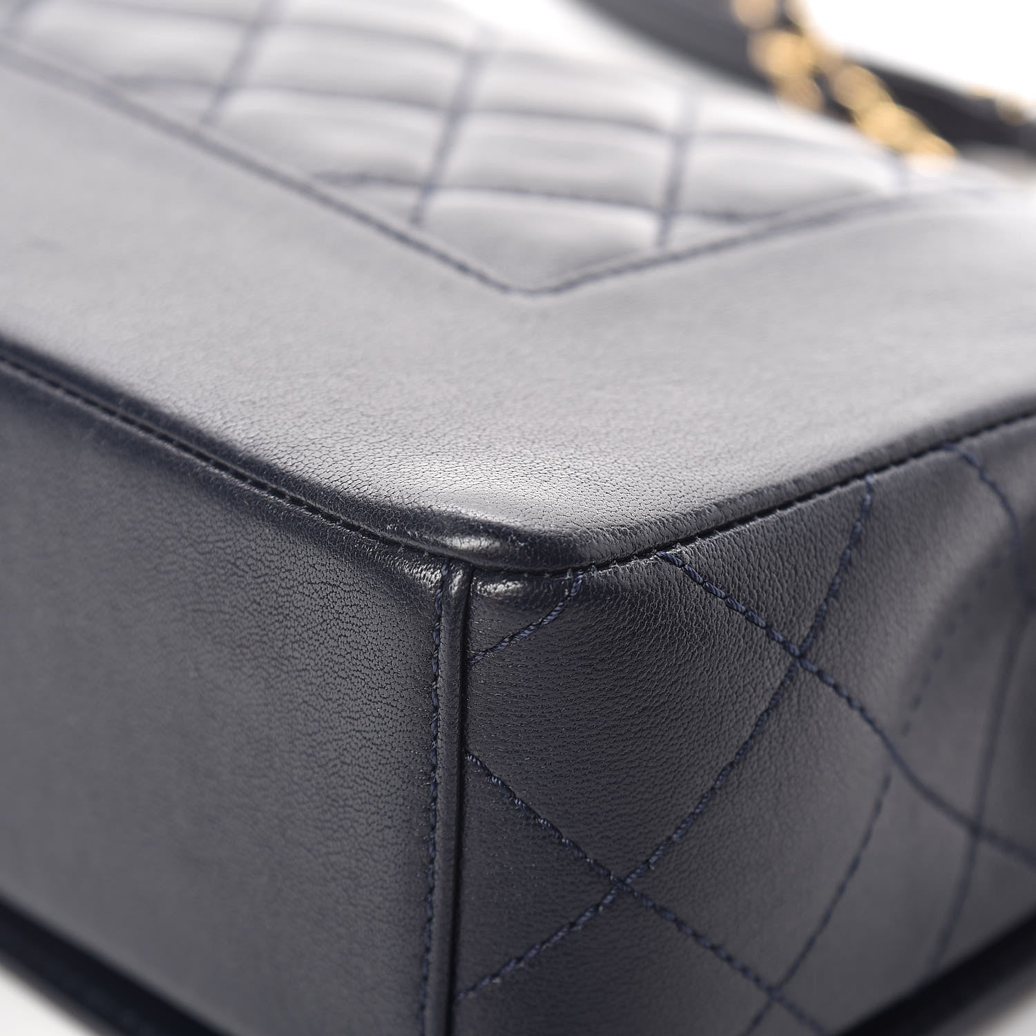 Chanel Sheepskin Quilted Vintage Mademoiselle Flap Navy 11 of 13
