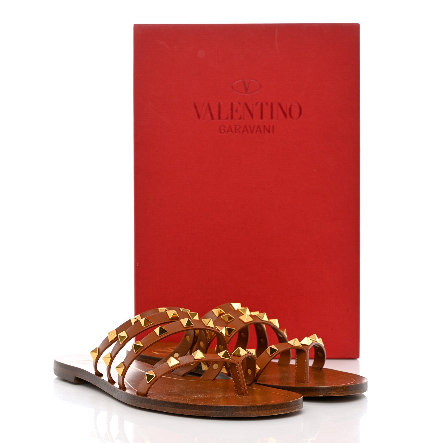 Valentino Garavani Calfskin Rockstud Flair Flat Thong Sandals 37.5 Selleria 8 of 8