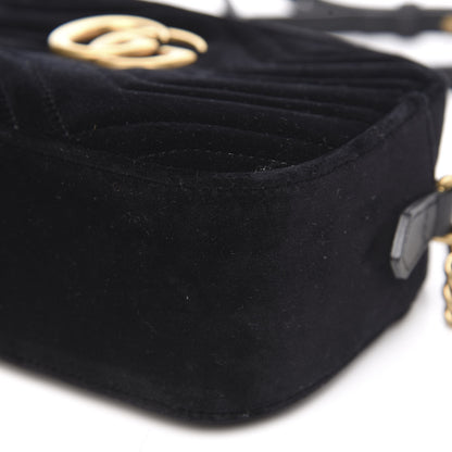 Gucci Velvet Matelasse Small GG Marmont Chain Shoulder Bag Black 10 of 10