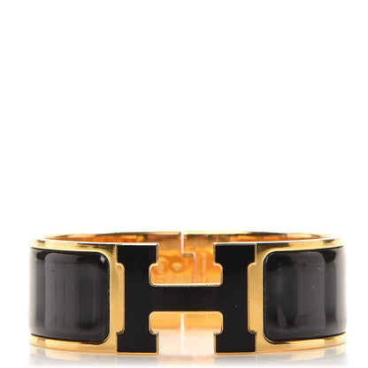 Hermes Enamel Wide Clic Clac H Bracelet PM Black 1 of 6
