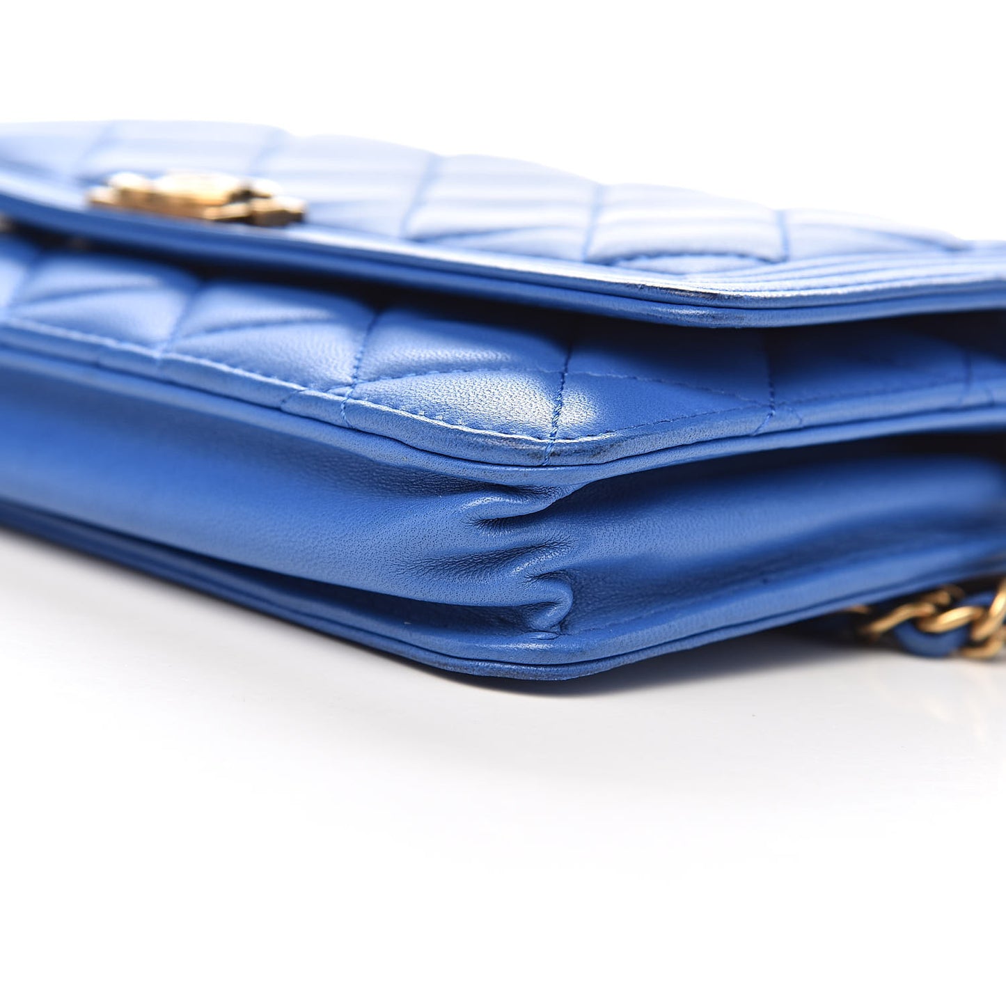 Lambskin Quilted Boy Wallet On Chain WOC Blue