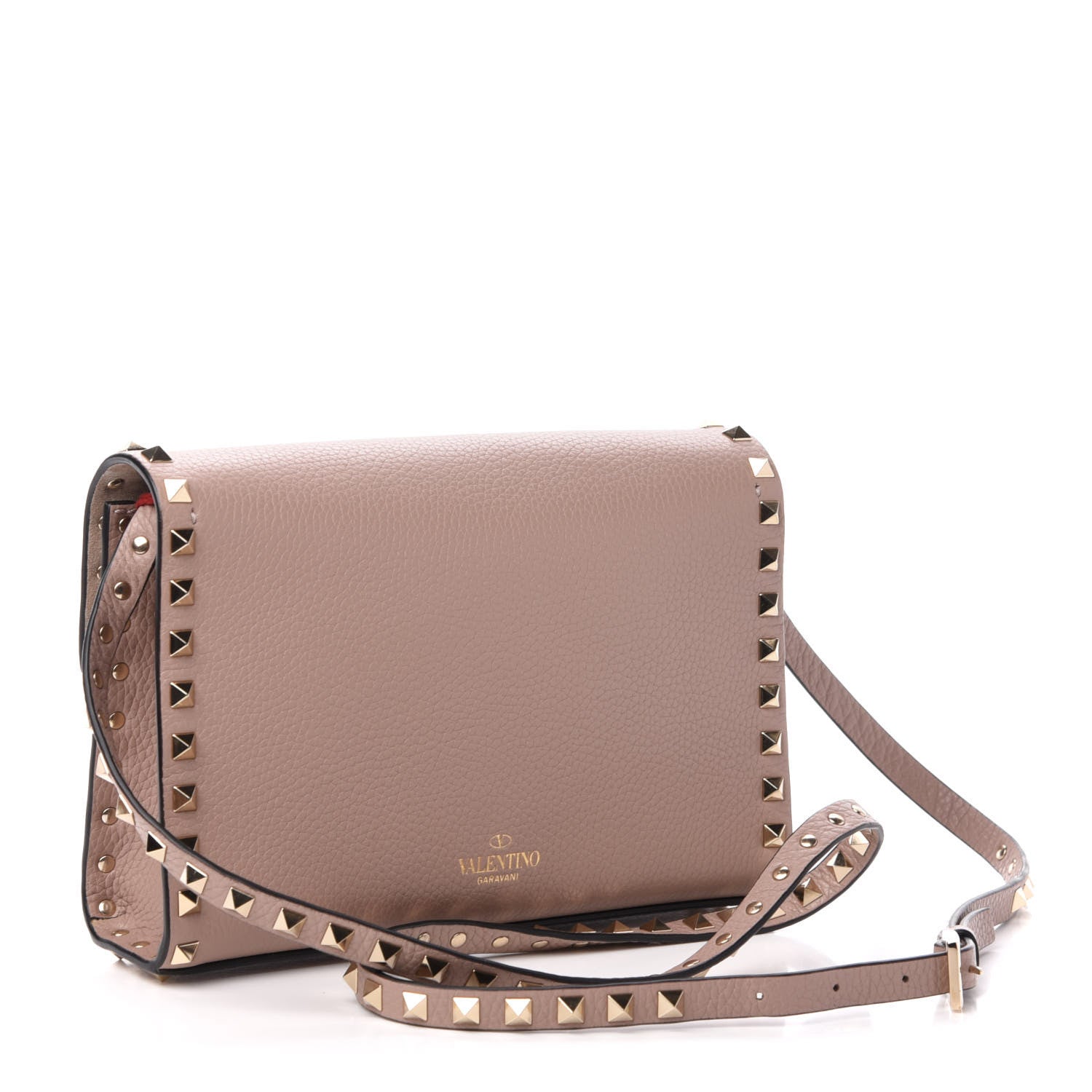 Valentino Garavani Pebbled Calfskin Medium Rockstud Flip Lock Crossbody Bag Poudre 3 of 10