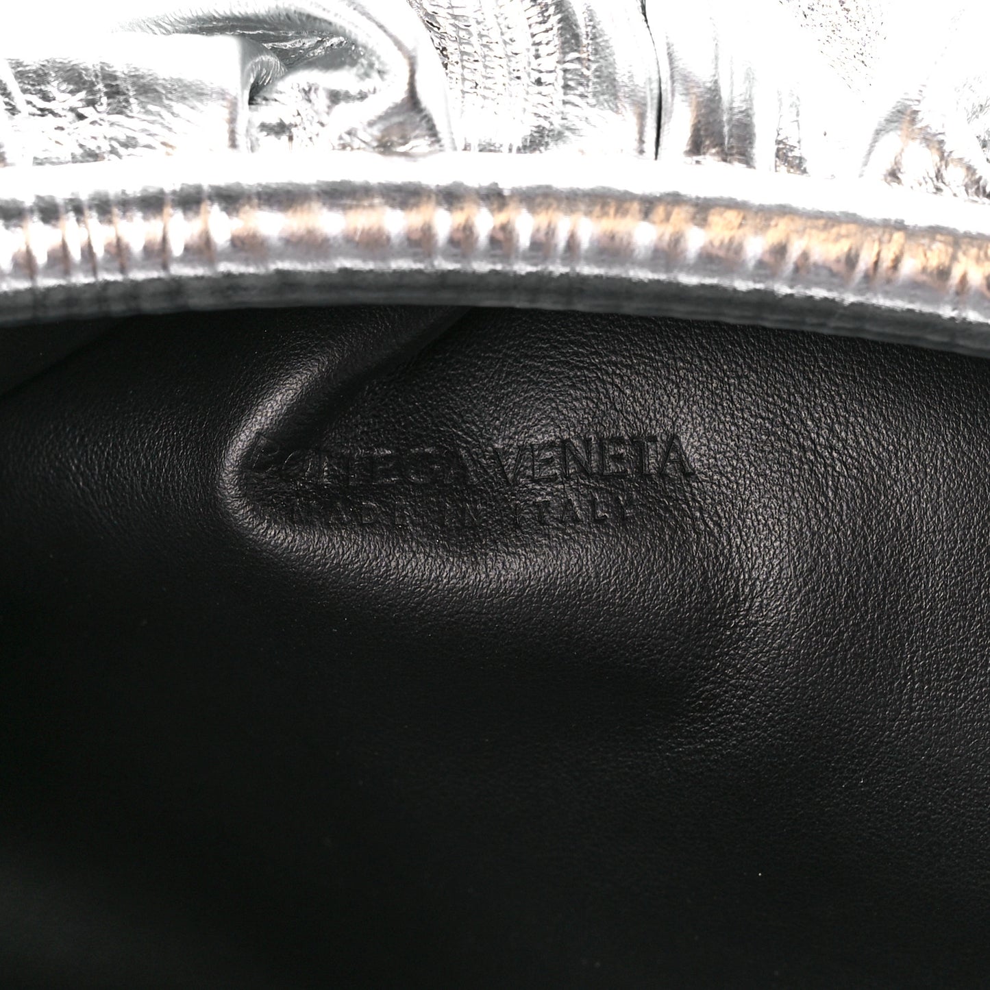 Metallic Bark Calfskin Embossed The Pouch Oversized Clutch Silver