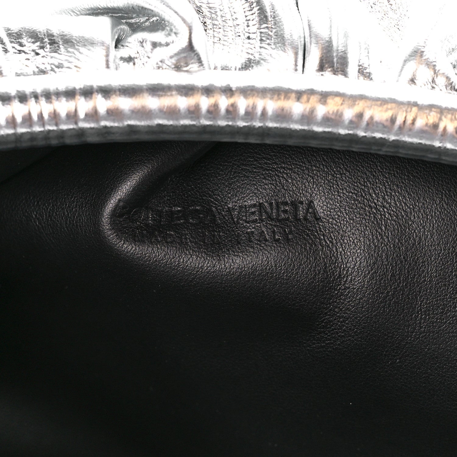 Bottega Veneta Metallic Bark Calfskin Embossed The Pouch Oversized Clutch Silver 6 of 11