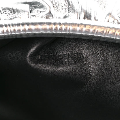 Bottega Veneta Metallic Bark Calfskin Embossed The Pouch Oversized Clutch Silver 6 of 11
