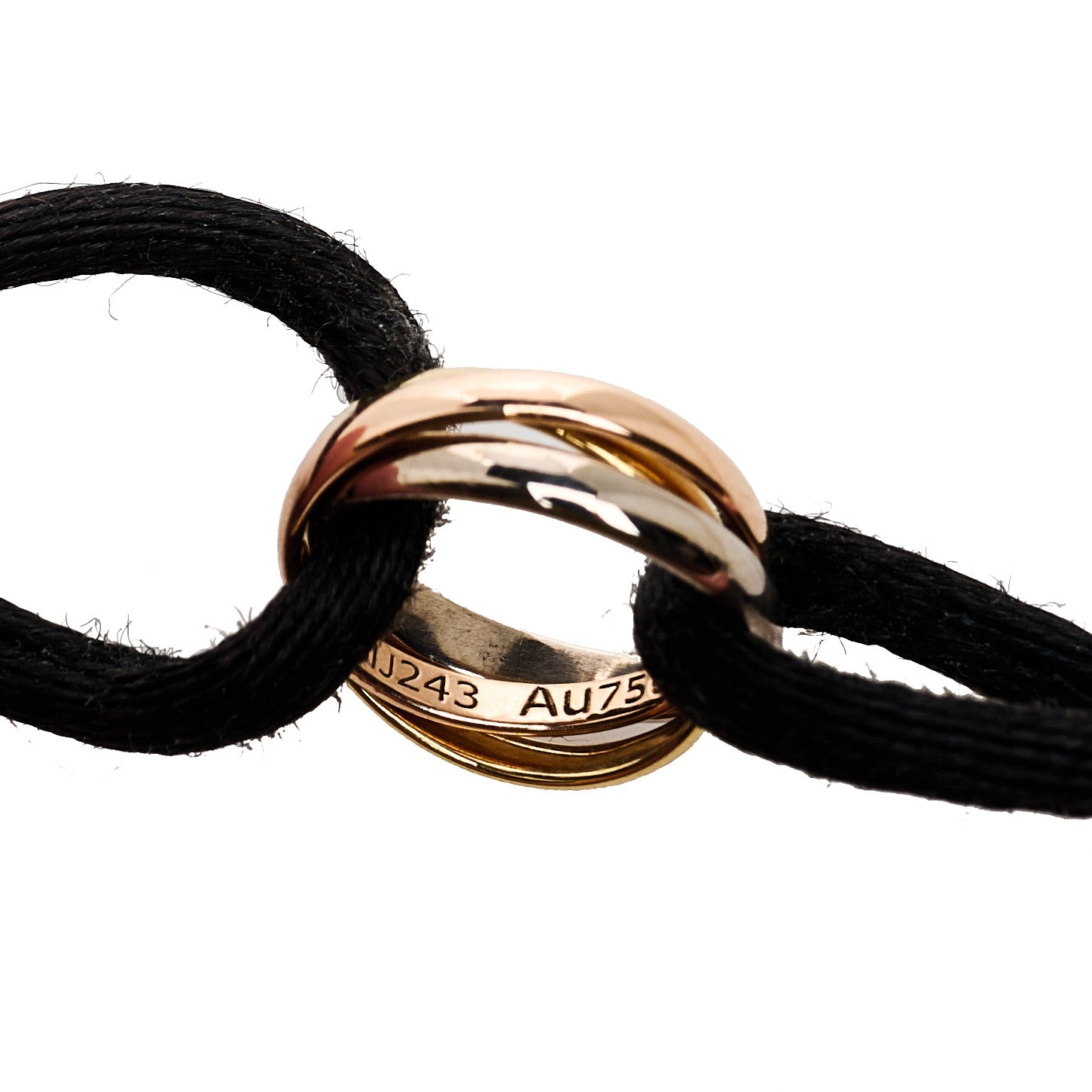 Cartier 18k Pink Yellow White Gold Trinity Adjustable Cord Bracelet Black 3 of 5