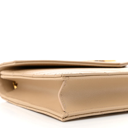 Saint Laurent Grain De Poudre Matelasse Chevron Monogram Envelope Chain Wallet Nude Powder 9 of 11