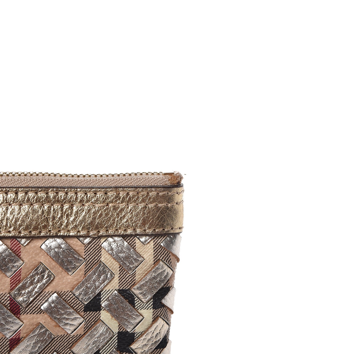 Burberry Woven Leather Nova Check Ashcombe Clutch Gold 7 of 10