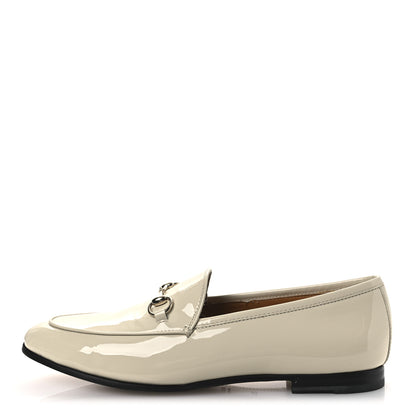 Gucci Patent Womens Jordaan Loafers 39.5 New Ivory 1 of 13