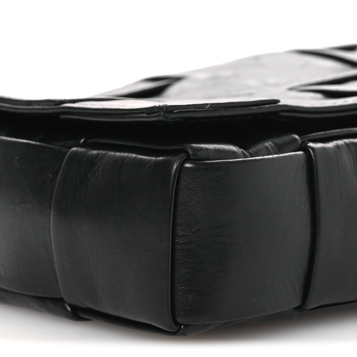 Paper Calfskin Maxi Intrecciato Small Cassette Crossbody Bag Black