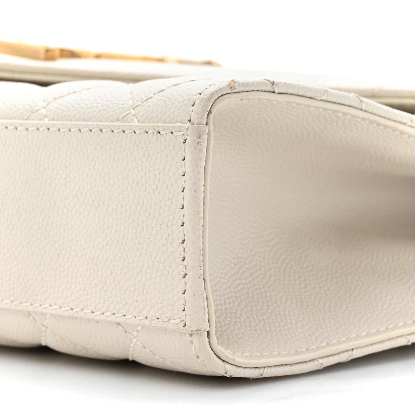 Grain De Poudre Textured Mixed Matelasse Medium Triquilt Monogram Satchel Crema Soft