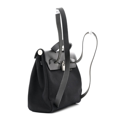 Hermes Toile Vache Calfskin Herbag 30 PM Backpack Black 4 of 12