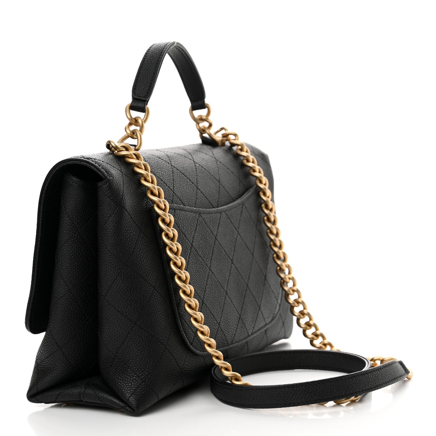 Chanel Grained Calfskin Stitched Flap Black 3 of 12