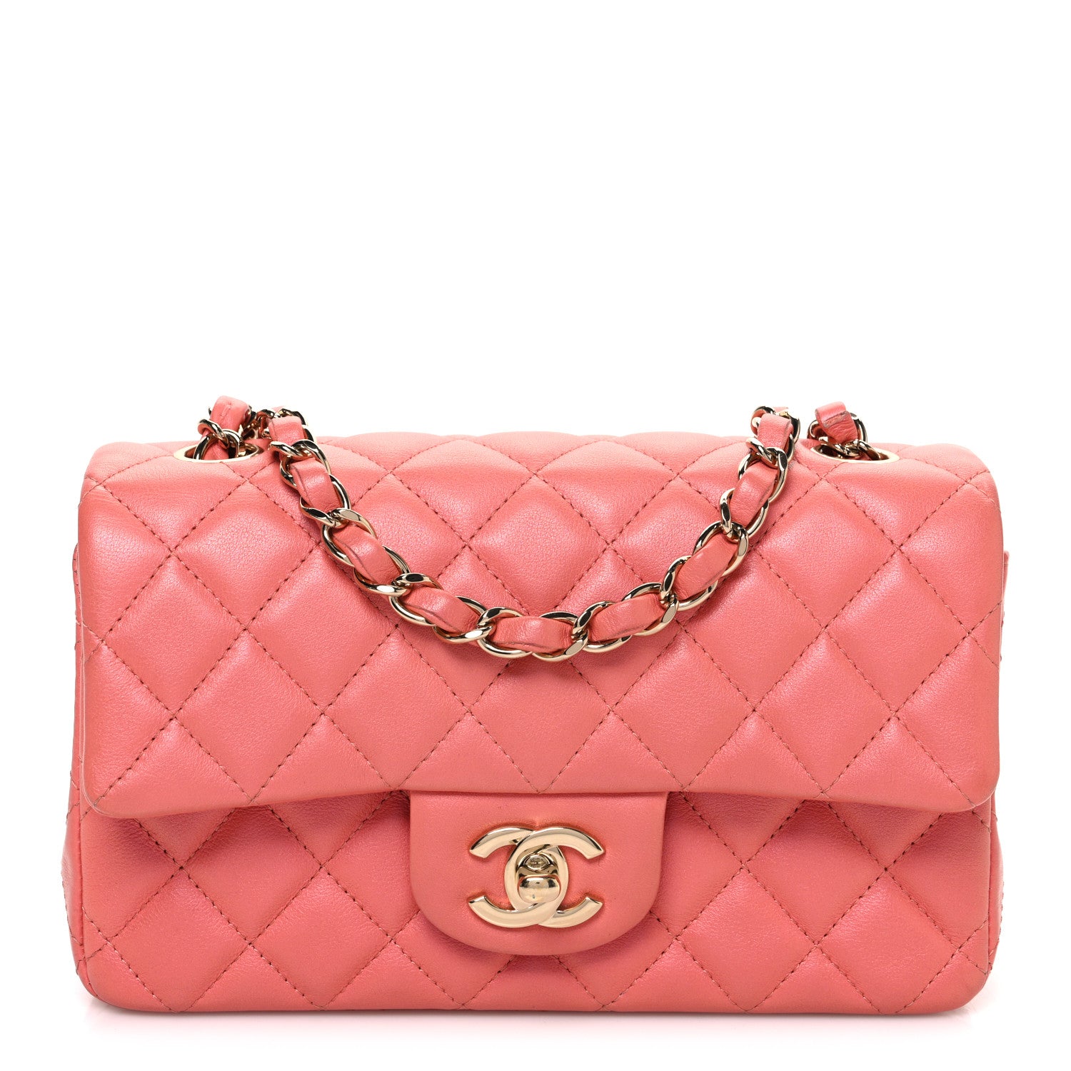 Chanel Iridescent Lambskin Quilted Mini Rectangular Flap Pink 1 of 10