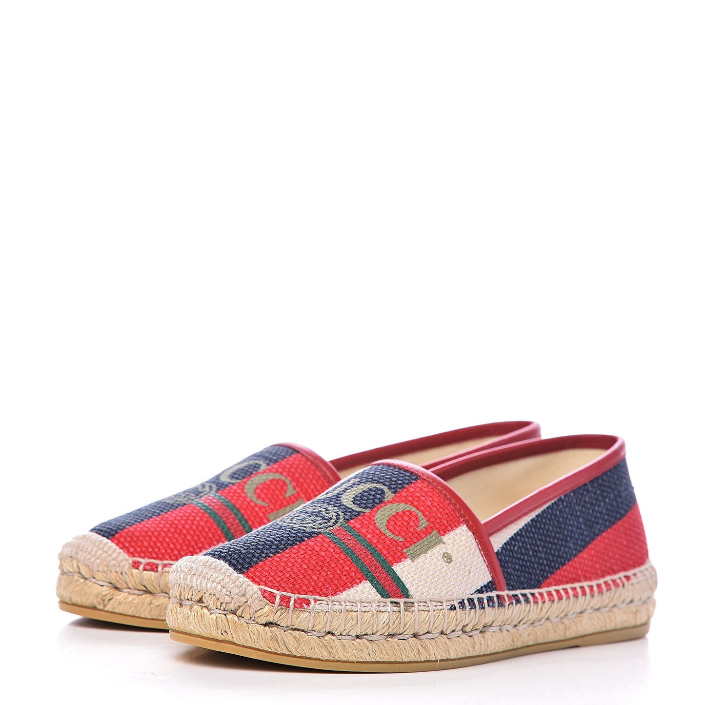 Canvas Sylvie Stripe Logo Womens Espadrilles 36 Mystic White Hibiscus Red Maritime