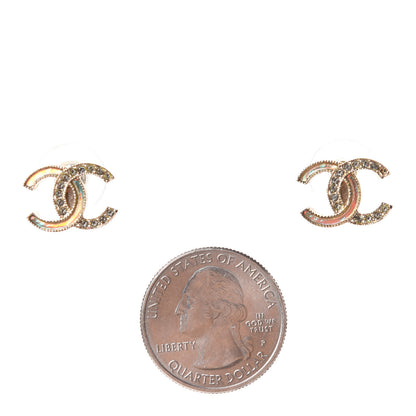 Chanel Enamel Crystal CC Earrings Gold Pink 3 of 15