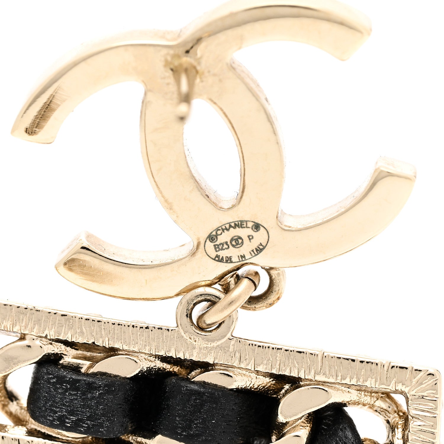 Chanel Crystal Lambskin Chain CC No 5 Drop Earrings Gold Black 4 of 5