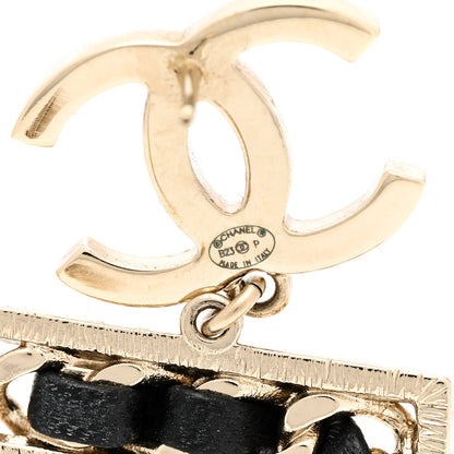 Chanel Crystal Lambskin Chain CC No 5 Drop Earrings Gold Black 4 of 5