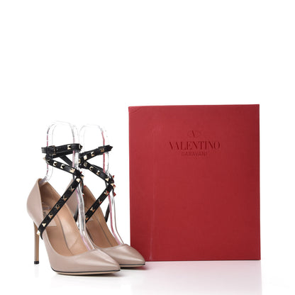 Valentino Garavani Nappa Rockstud Studwrap Strap 105mm Pumps 38.5 Poudre Black 9 of 9