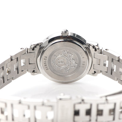 Hermes Stainless Steel Diamond Mother of Pearl 24mm Clipper Nacre Quartz Watch Blue 4 of 6