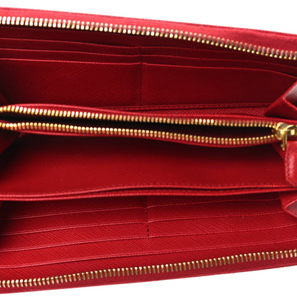 Prada Saffiano Triangle Zip Around Wallet Fuoco 5 of 6