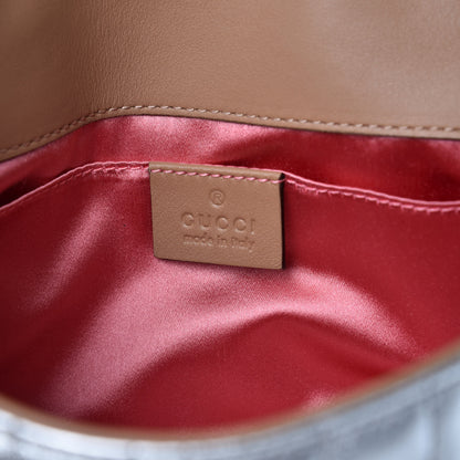 Gucci Metallic Calfskin Matelasse Studded Mini Pearly GG Marmont Shoulder Bag Silver 6 of 8