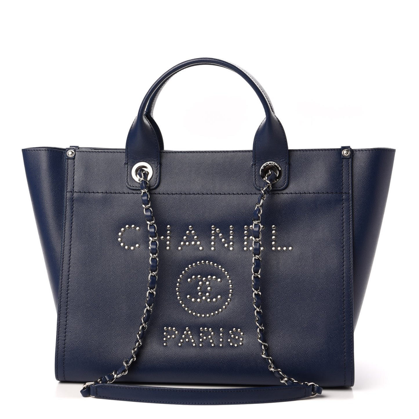 Caviar Small Studded Deauville Tote Navy