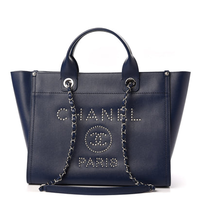 Chanel Caviar Small Studded Deauville Tote Navy 1 of 8