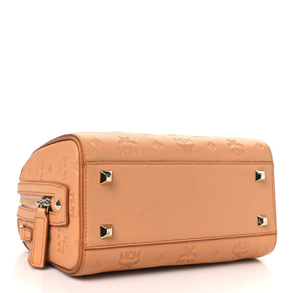 MCM Calfskin Ottomar Monogram Small Essential Boston Bag Sandstone 4 of 14