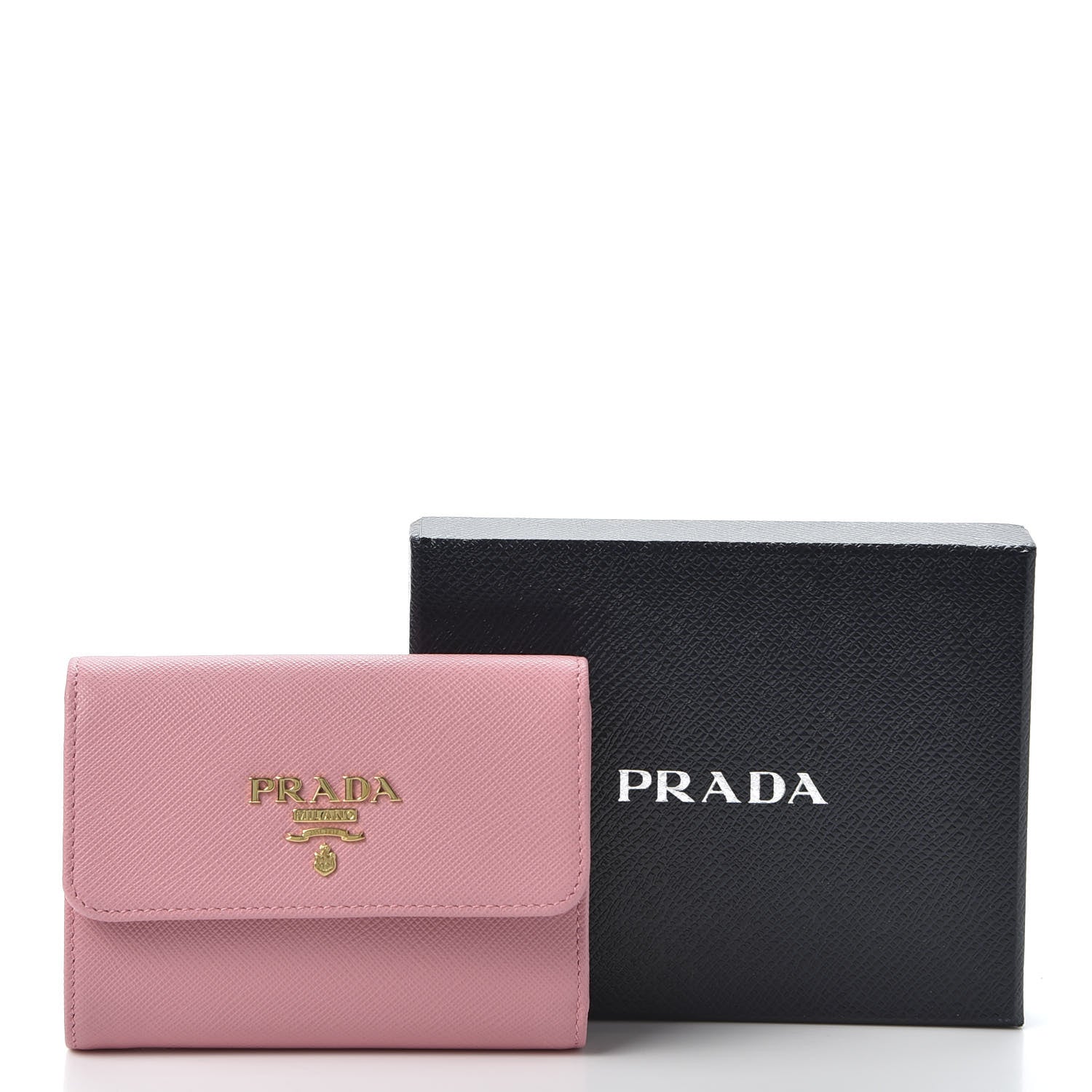 Prada Saffiano Metal Tri-Fold Wallet Petalo 9 of 9