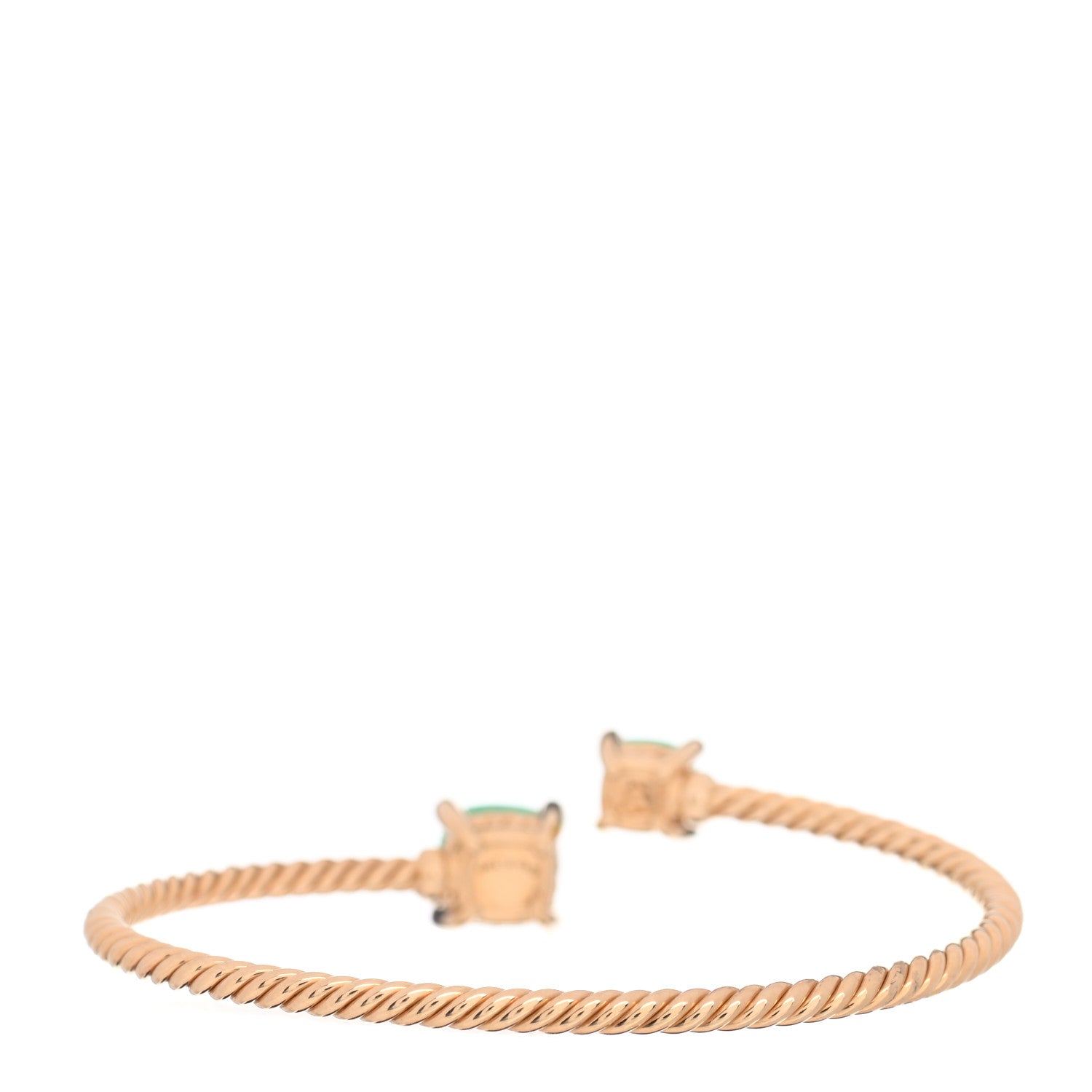 David Yurman 18K Yellow Gold Diamond Chrysoprase Chatelaine Bypass Bracelet 3 of 4
