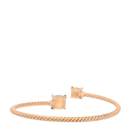 David Yurman 18K Yellow Gold Diamond Chrysoprase Chatelaine Bypass Bracelet 3 of 4