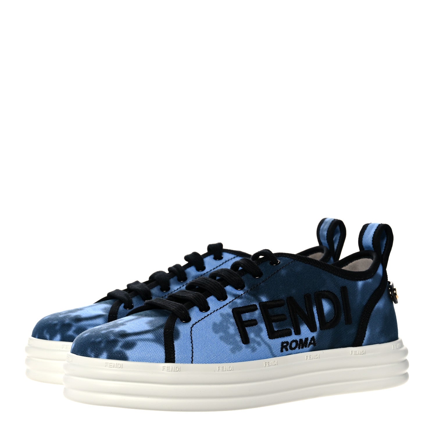 Fendi Canvas Floral Print Logo Sneakers 36.5 Sagittarius Black 3 of 8