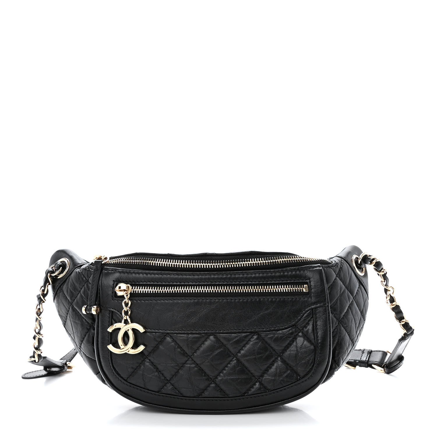 Chanel Aged Calfskin Quilted Waist Bag With Coin Purse Black 3 of 15