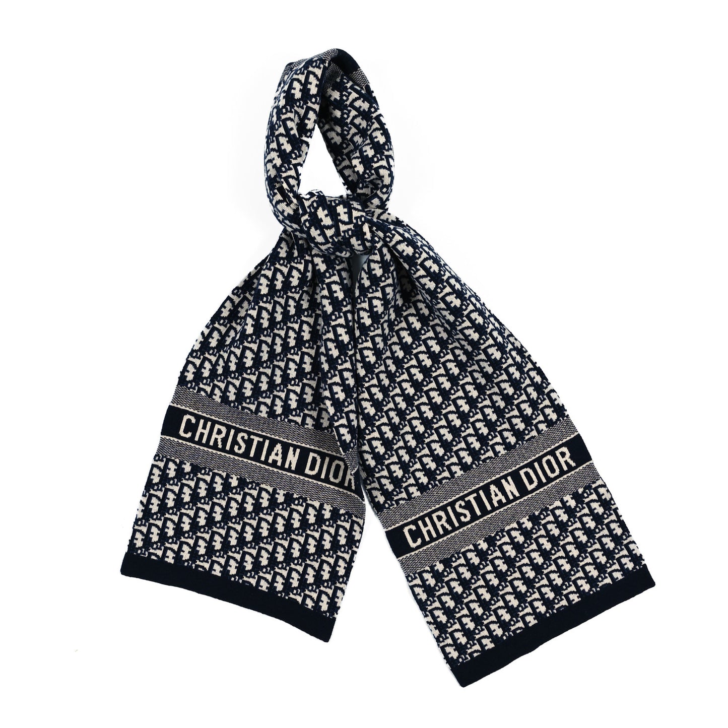Wool Cashmere Oblique Scarf Beige Blue Black
