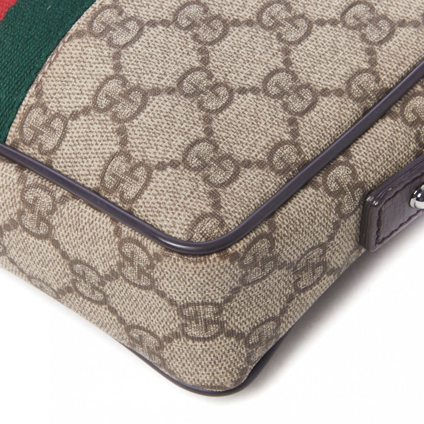 GG Supreme Monogram Canvas Web Shoulder Bag Brown