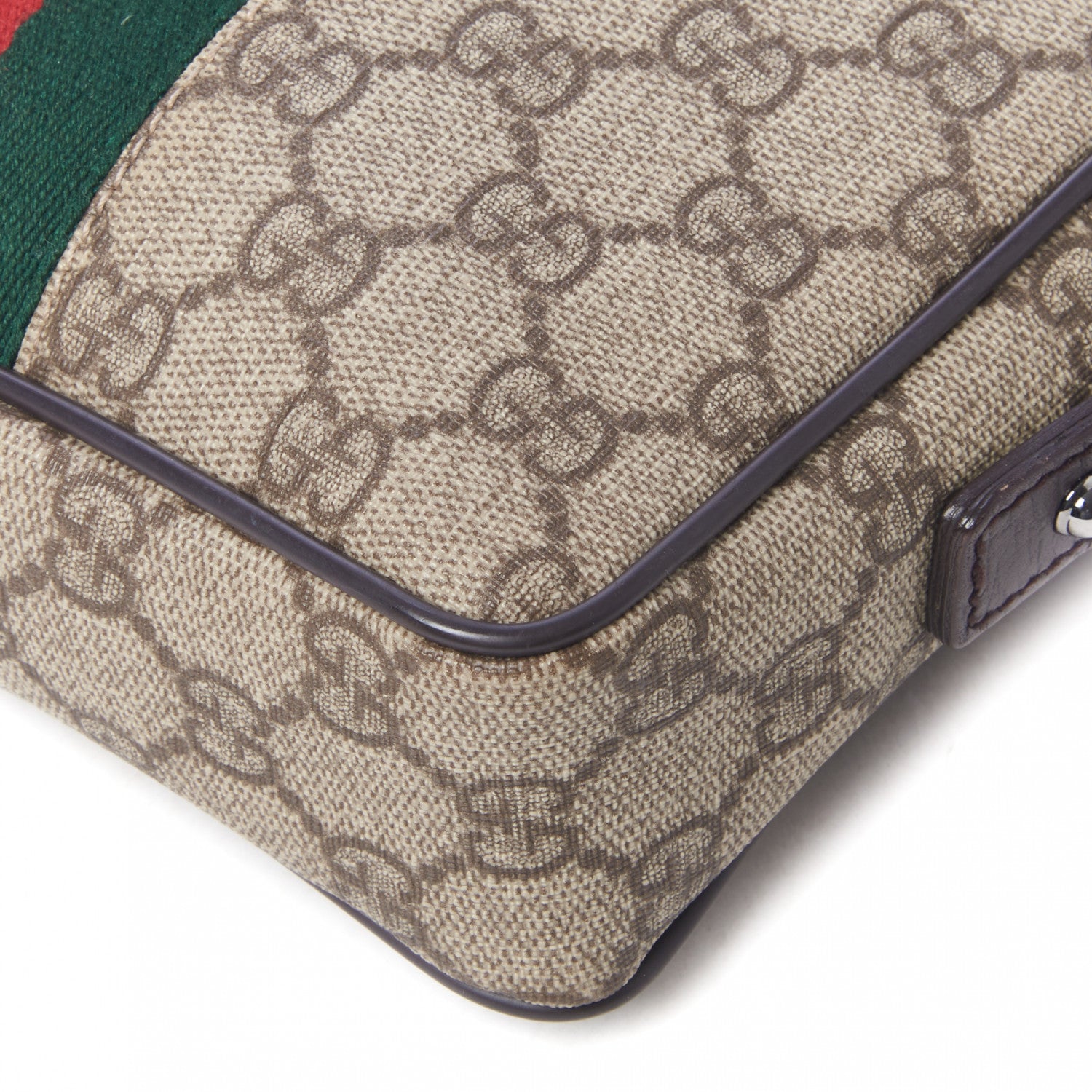 Gucci GG Supreme Monogram Canvas Web Shoulder Bag Brown 4 of 8