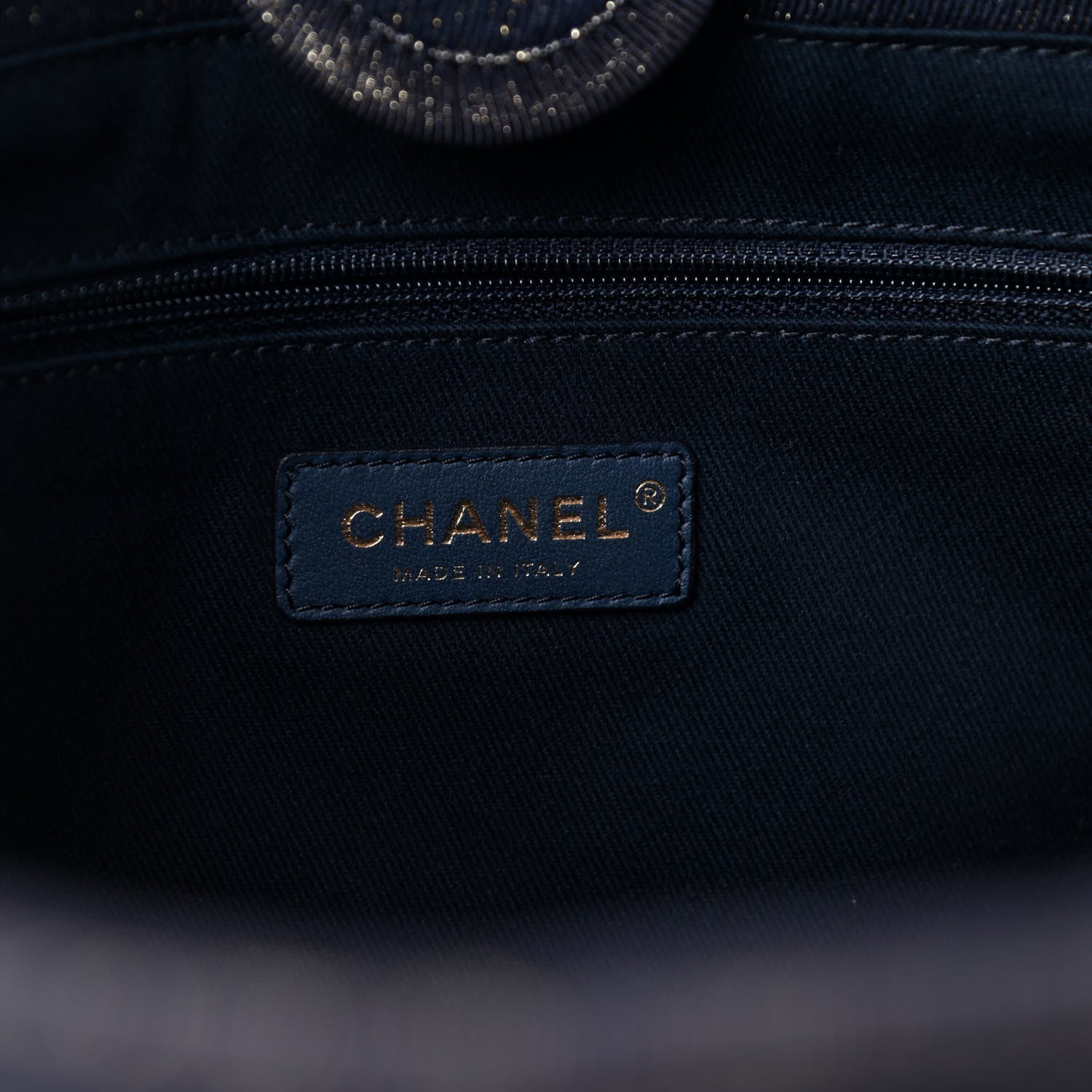 Chanel Lurex Canvas Small Deauville Tote Navy Blue Gold 6 of 10