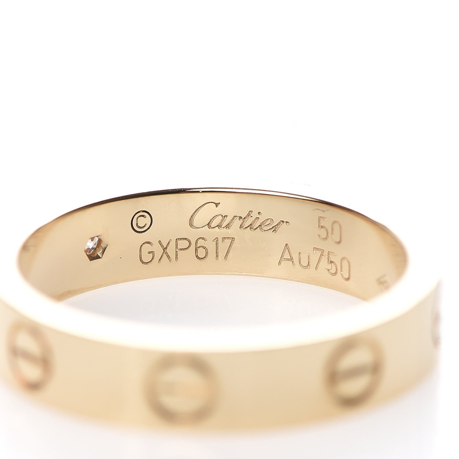 Cartier 18K Yellow Gold Diamond 4mm LOVE Wedding Band Ring 50 5.25 4 of 6