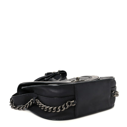 Chanel Shiny Goatskin Quilted Small Double Chained Messenger Flap Black 4 of 10