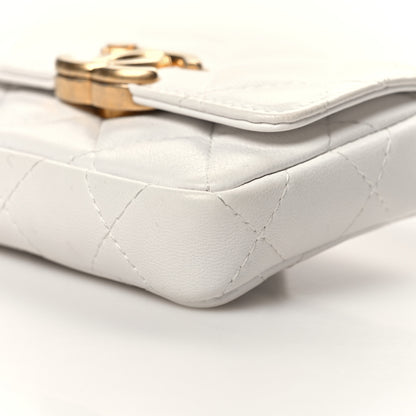 Chanel Lambskin Lacquered Metal Quilted Flap Chain Belt Bag White 11 of 17