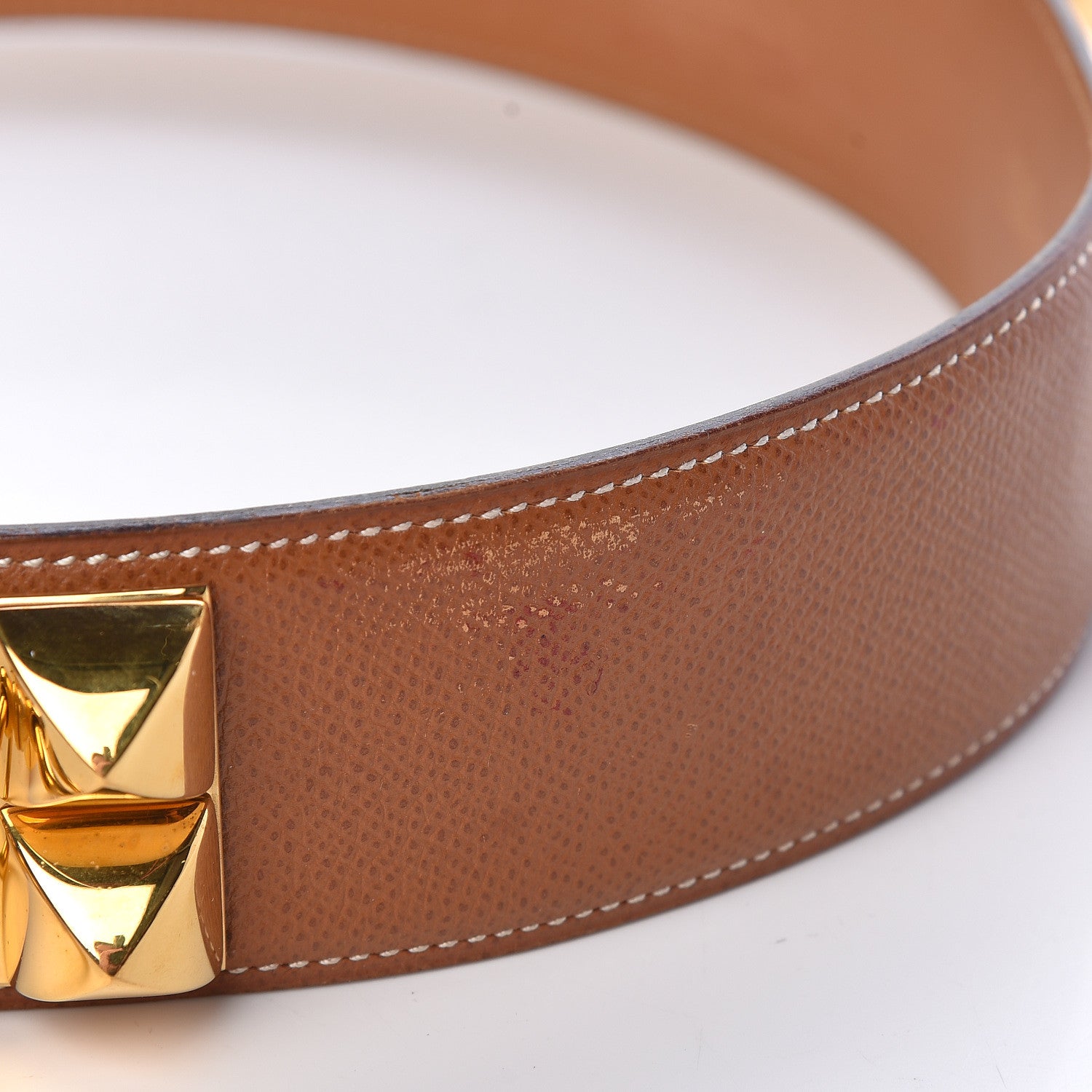 Hermes Courchevel Collier De Chien CDC Belt 65 Gold 463640