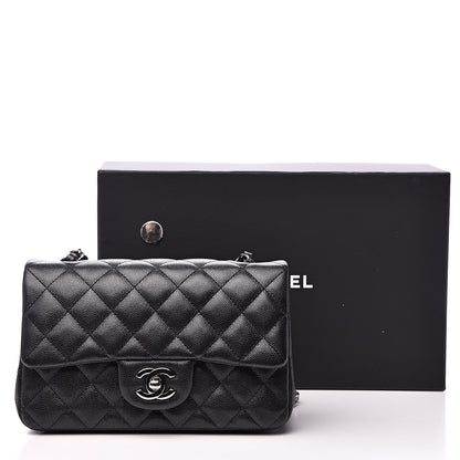 Chanel Iridescent Caviar Quilted Mini Rectangular Flap Black 14 of 14