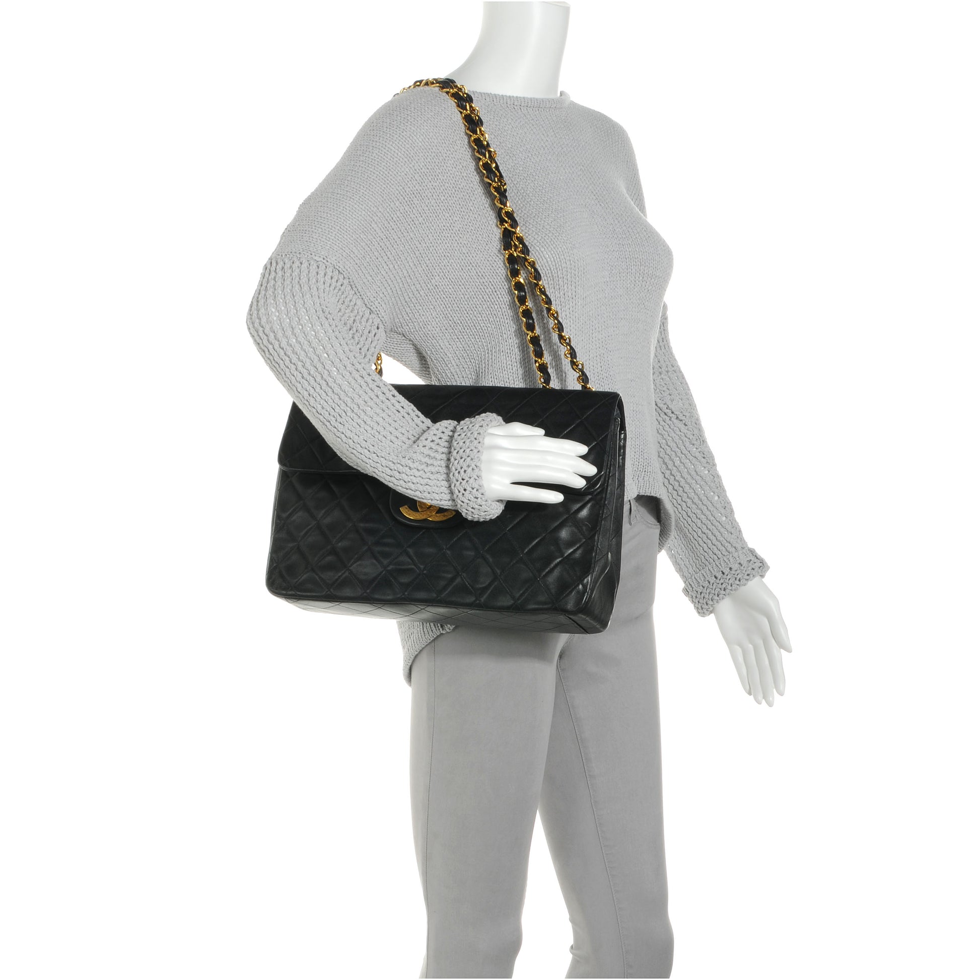 Chanel Lambskin XL Jumbo Flap Black 2 of 8