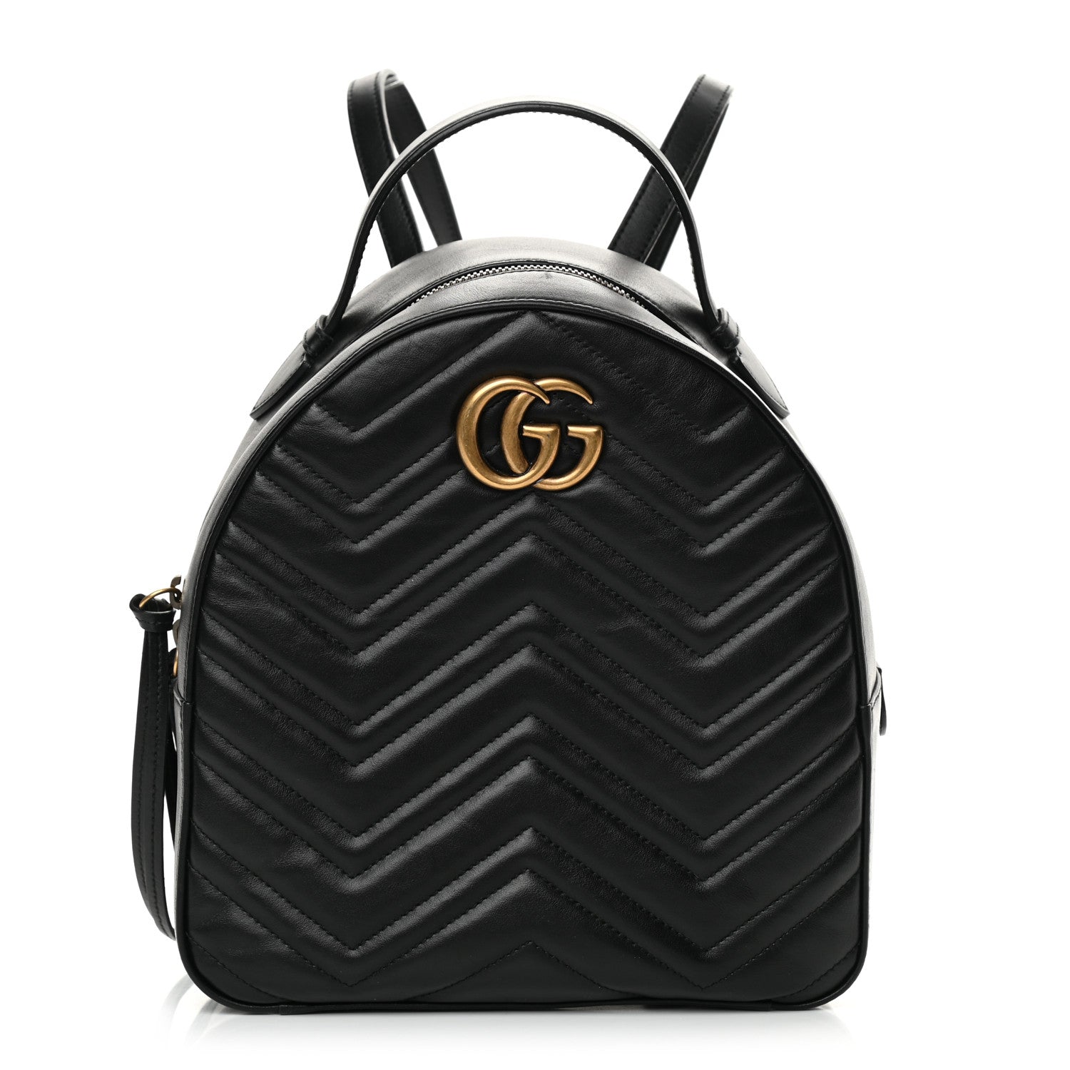 Gucci Calfskin Matelasse GG Marmont Dome Backpack Black 1 of 11