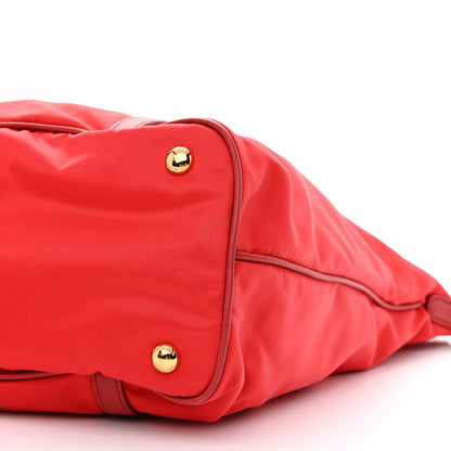 Prada Tessuto Nylon Saffiano Tote Red 11 of 12