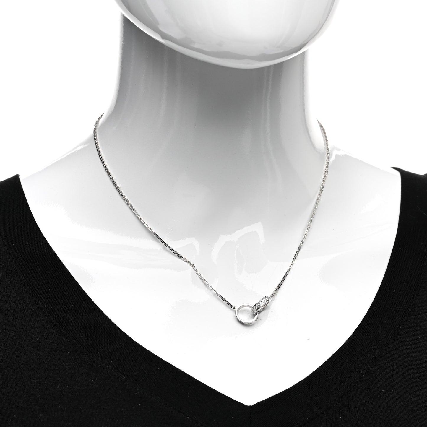 18K White Gold Diamond Interlocking LOVE Necklace