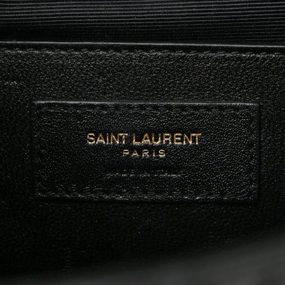 Saint Laurent Grain De Poudre Textured Mixed Matelasse Triquilt Medium Monogram Satchel Black 6 of 10