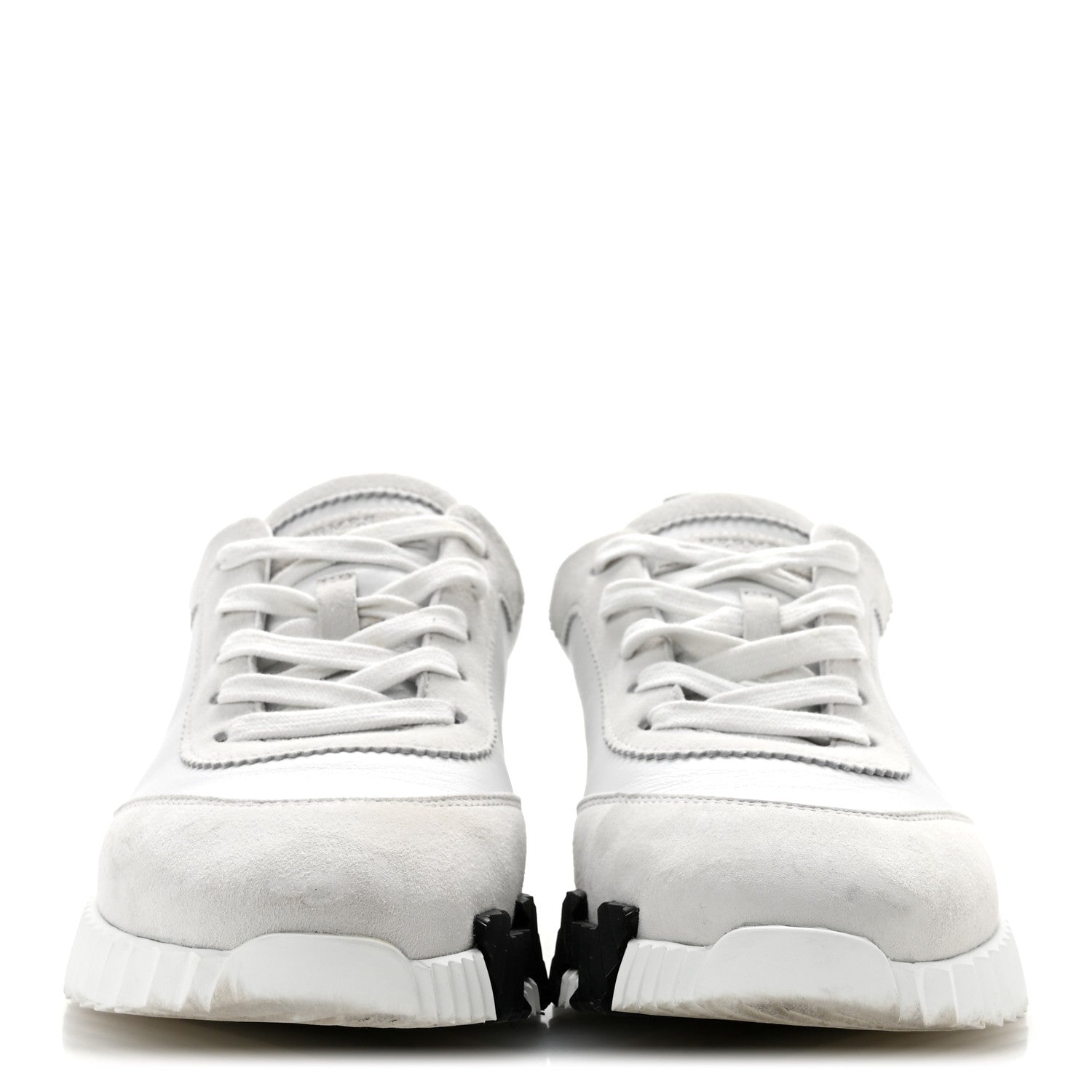 Hermes Calfskin Suede Goatskin Bouncing Sneakers 39 White 3 of 10