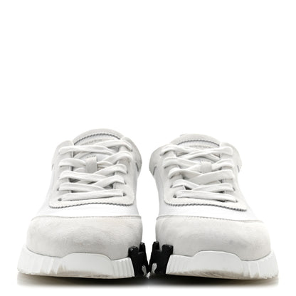 Hermes Calfskin Suede Goatskin Bouncing Sneakers 39 White 3 of 10